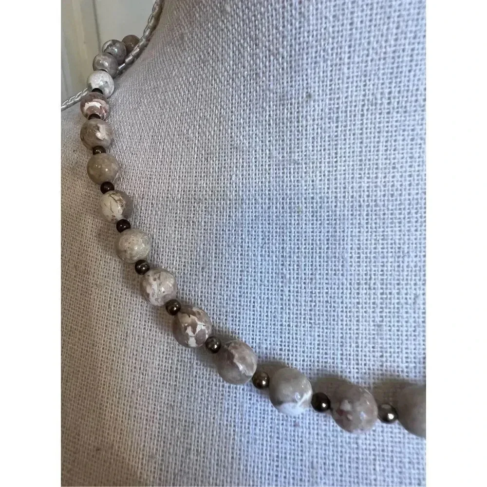 Vintage‎ Unmarked Beaded Synthetic Pearl Chain Necklace Jewelry 9”